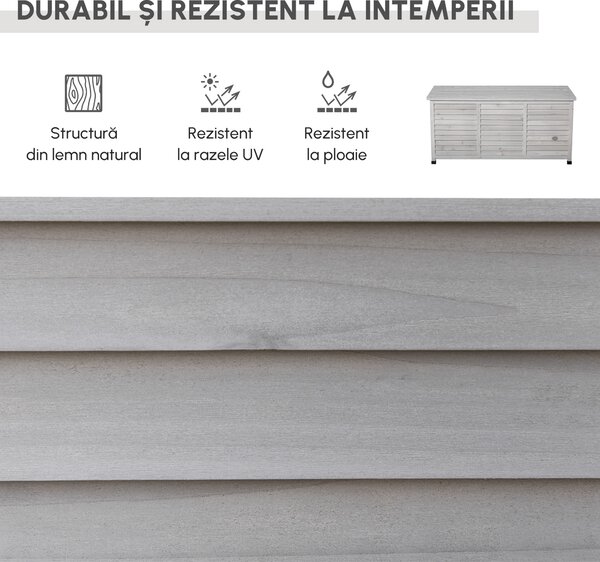 Outsunny Banca Conteiner de depozitare pentru extern si Gradina in Lemn, Gri 127Lx56Lx60Hcm | Aosom Romania