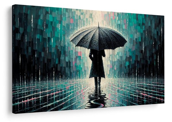 Tablou zi ploioasă cu umbrelă