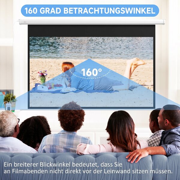 Ecran de Proiectie Motorizat de 84 de inci, 4K HD 16:9, cu Doua Telecomenzi pentru Interior/Exterior 215x8x140cm HOMCOM | Aosom Romania