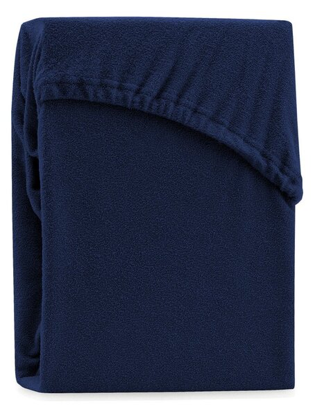 Cearșaf elastic pentru pat dublu AmeliaHome Ruby Siesta, 200-220 x 200 cm, albastru închis