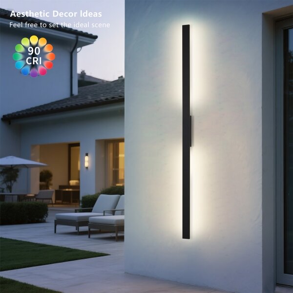 BRILAGI - Aplica LED LUNA pentru exterior, 30W, 230V, 3000K, IP65, 150 cm, negru, CRI 90