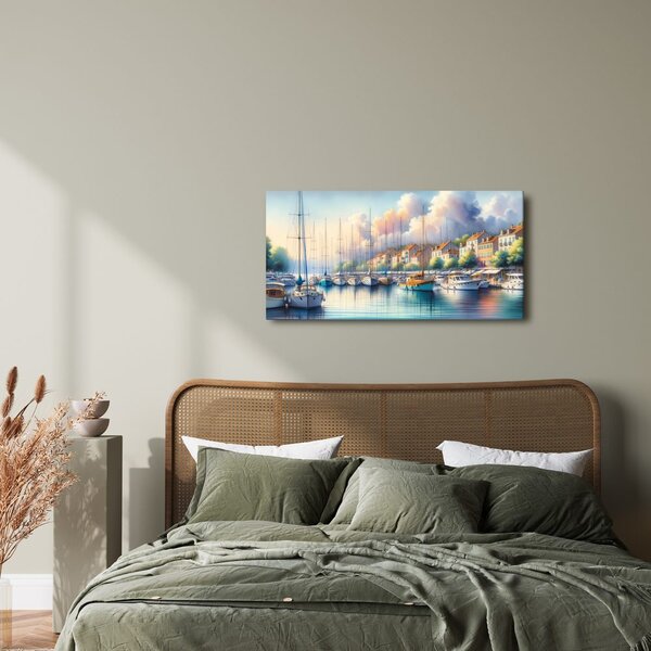 Tablou port cu case colorate