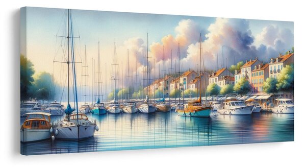 Tablou port cu case colorate