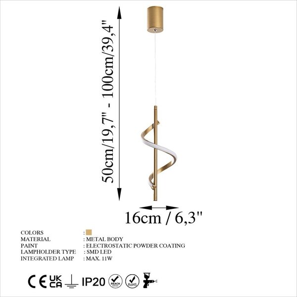 Lustră aurie LED ø 16 cm Likma – Opviq lights