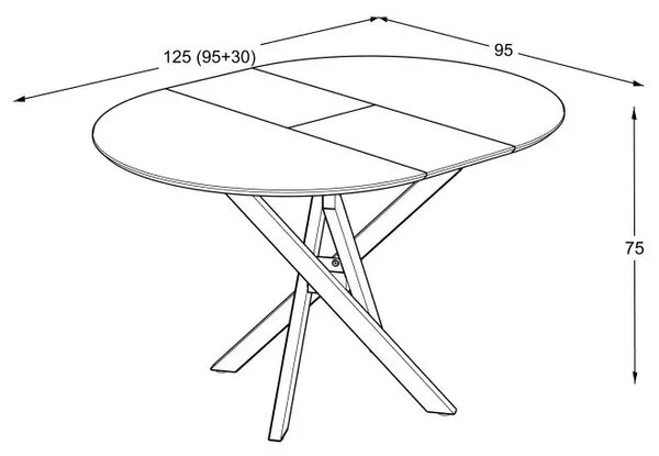 Masa extensibila bucatarie/living rotunda 95 *95 cm Alb marmorat,Ultra