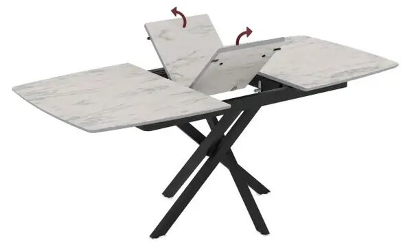 Masa extensibila din Mdf Alb marmorat,Lisa
