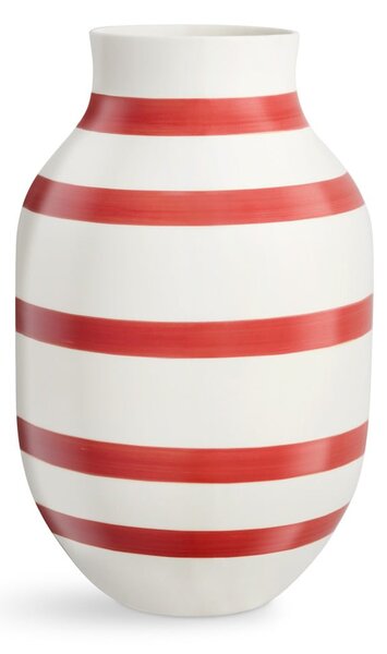 Vază din ceramică cu dungi Kähler Design Omaggio, înălțime 31 cm, alb-roșu