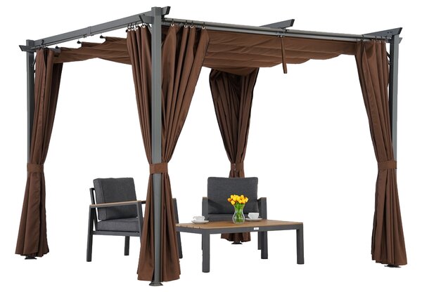 Brown La Palma 3x3m patio pergola cu perdele Garden Point