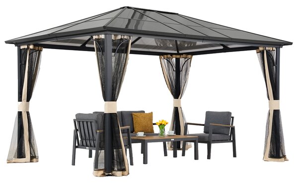 Foișor de grădină modern Santiago 3x3.6m cu plasă de țânțari Garden Point bej