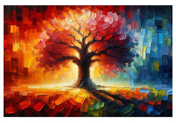 Tablou arborele vieții în culorile curcubeului