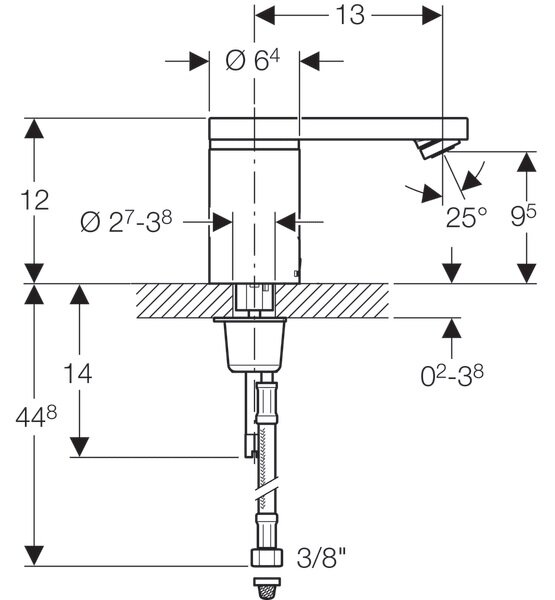 Geberit 186 baterie lavoar stativ electrică crom 116.256.21.1