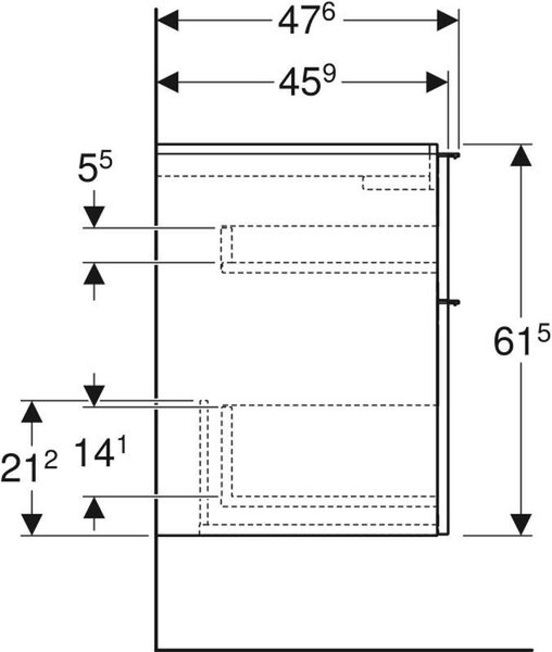 Geberit iCon dulap 118.4x47.6x61.5 cm sub chiuveta pe perete alb 502.306.01.3