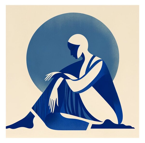 Tablou meditație în nuanțe de albastru