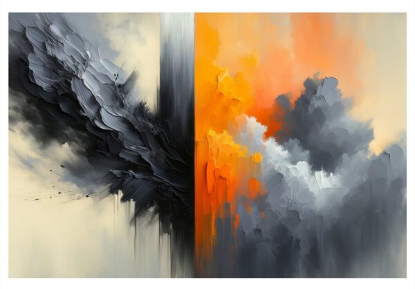 Tablou abstracție în foc și fum