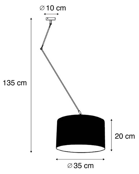 Lampă suspendată din oțel cu abajur 35 cm alb reglabil - Blitz