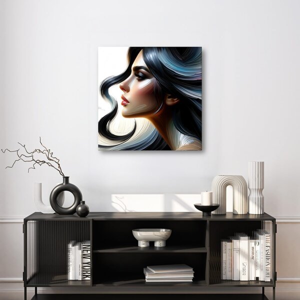 Tablou profil elegant cu păr colorat