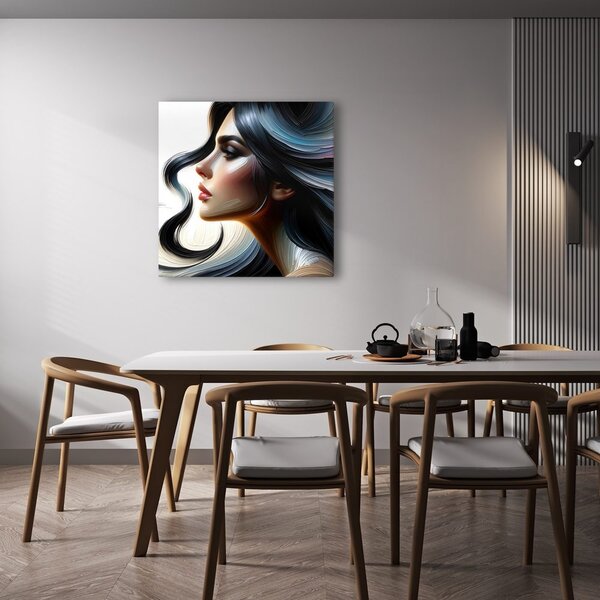 Tablou profil elegant cu păr colorat