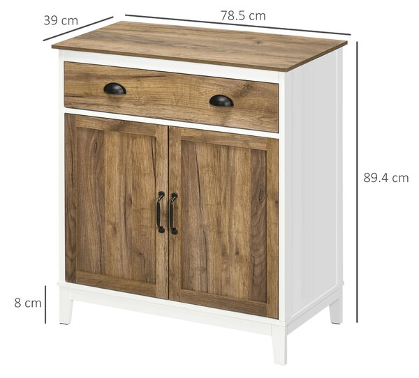 HOMCOM Dulap Multifuncțional Rustic din PAL cu Sertar și Spațiu de Depozitare, 78.5x39x89.4cm, Design Clasic, Alb | Aosom Romania