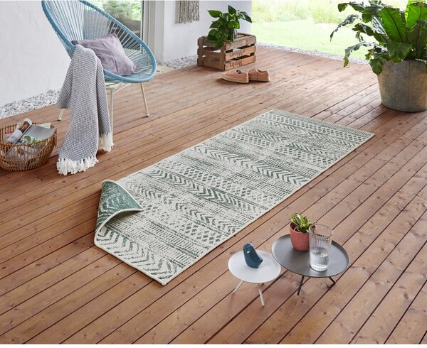 Covor adecvat pentru exterior NORTHRUGS Biri, 80 x 350 cm, verde-crem