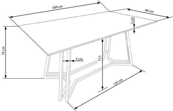 Masă de sufragerie Kamoni (marmură neagră + auriu) (pentru 6 persoane). 1028076