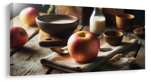 Tablou natură moartă rustică cu măr