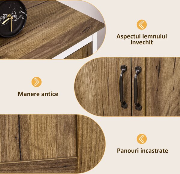 HOMCOM Dulap Multifuncțional Rustic din PAL cu Sertar și Spațiu de Depozitare, 78.5x39x89.4cm, Design Clasic, Alb | Aosom Romania