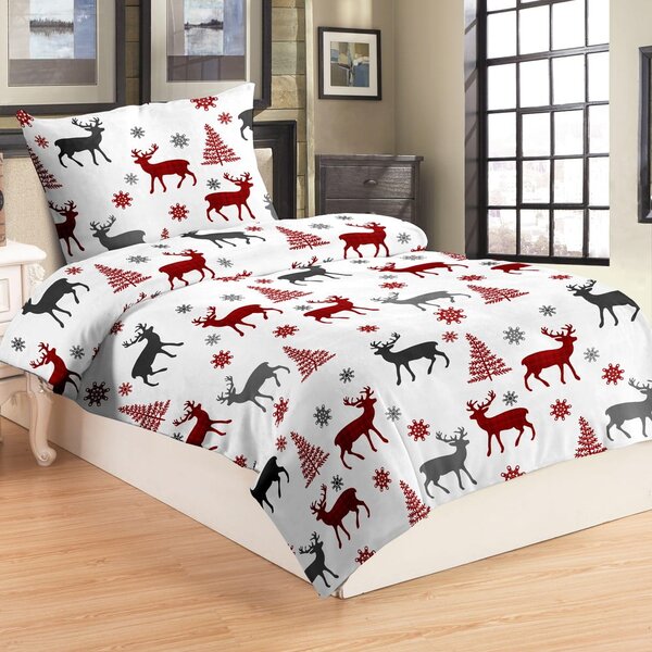 Lenjerie de pat din micromicropluș My House Deer, 140 x 200 cm, roșu