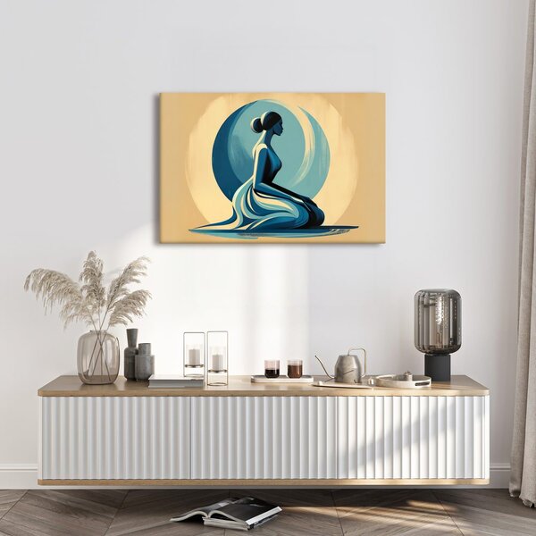 Tablou femeie meditând în albastru