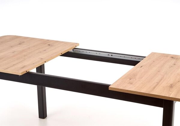 Masă de sufragerie Fabian (stejar artisan + negru). 1038742