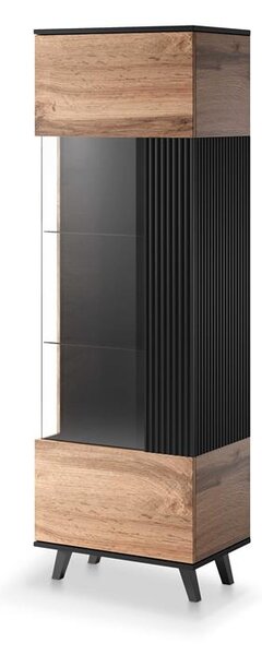 Vitrină Ranae W1 (stejar wotan + negru). 1038839