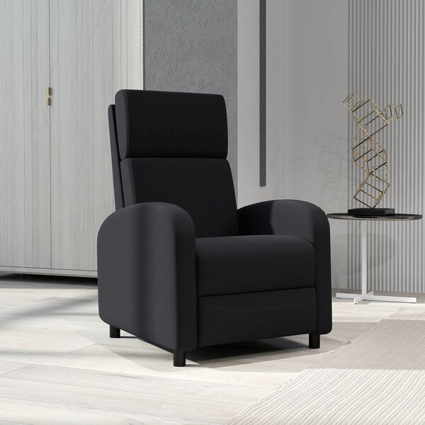 HOMCOM Fotoliu Relax Rabatabil Manual 160° cu Suport pentru Picioare, Fotoliu Ergonomic Tapițat cu Aspect de In pentru Dormitor, Birou, Living și Sufragerie, Negru | Aosom Romania