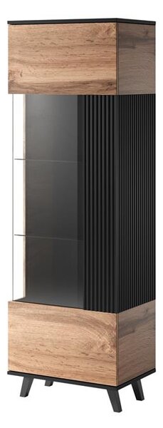 Vitrină Ranae W1 (stejar wotan + negru). 1038839