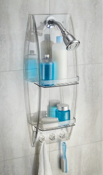 Suport suspendat transparent pentru baie iDesign, 23 x 73 cm