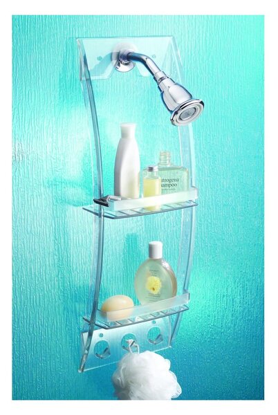 Suport suspendat transparent pentru baie iDesign, 23 x 73 cm