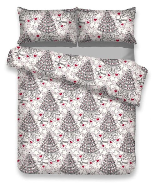 Lenjerie de pat din flanel cu motive de Crăciun pentru pat de o persoană AmeliaHome Merry, 135 x 200 cm