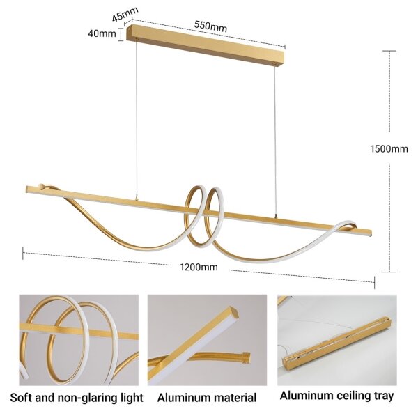 BRILAGI - Lustra LED reglabilă pe cablu SIGNATURE LED/50W/230V 120 cm aurie + telecomandă