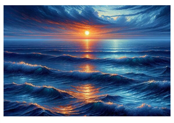 Tablou apus de soare peste ocean