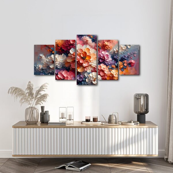 Tablou 5-piese explozie de culori florale