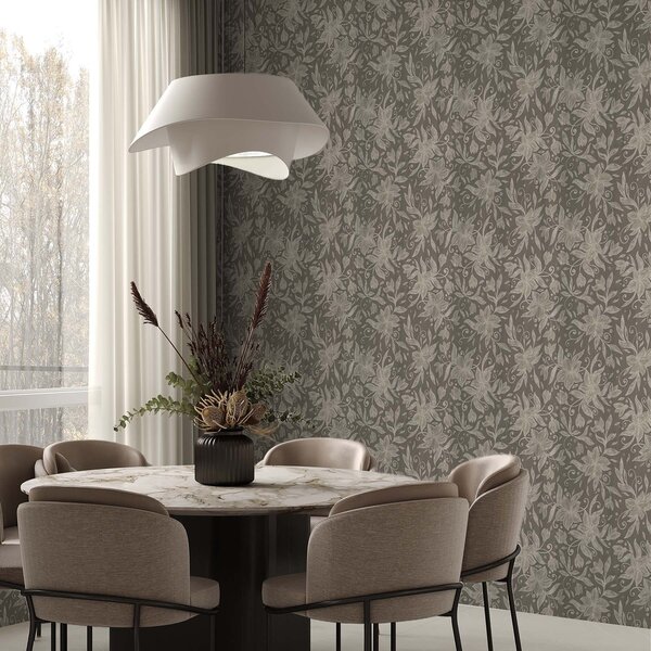 Tapet Flori liniare ușoare, volute decorative, Tapet flori, a00630v1 : Uwalls.ro