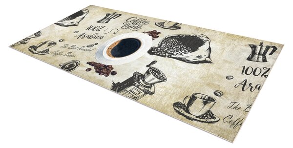 ANDRE 2835 covor lavabil Cafea bucatarie, anti-alunecare - verde / bej