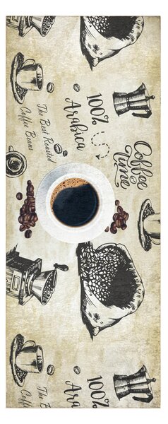 ANDRE 2835 covor lavabil Cafea bucatarie, anti-alunecare - verde / bej