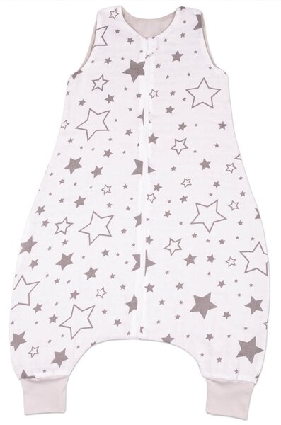 Sac de dormit cu picioare de vara din muselina 2-4 ani Kidizi Galaxy Grey, 100% bumbac, 0.5 tog