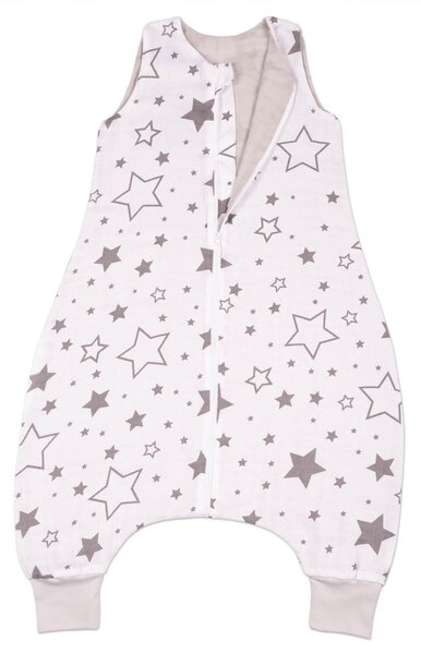 Sac de dormit cu picioare de vara din muselina 2-4 ani Kidizi Galaxy Grey, 100% bumbac, 0.5 tog