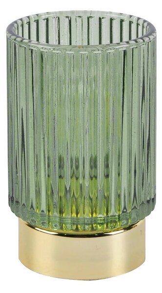 Decorațiune luminoasă din sticlă cu LED PT LIVING Ribbed, verde