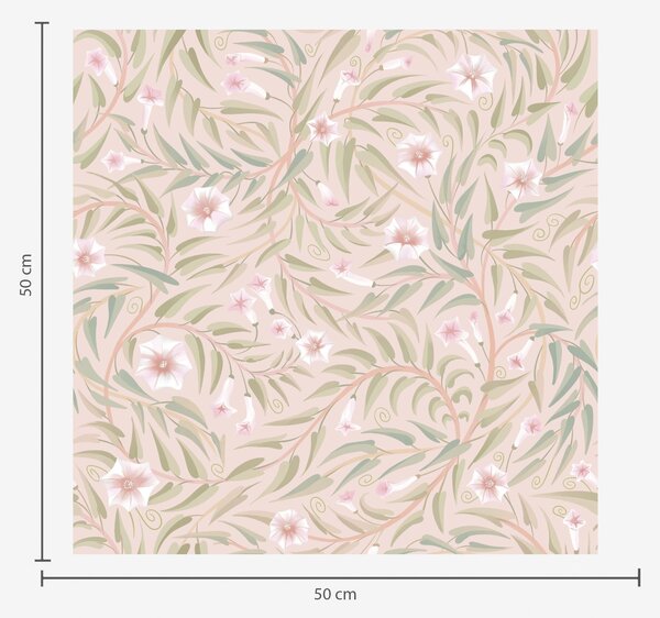 Tapet Flori delicate de culoare roz și frunze moi pe un fundal pastelat, Tapet flori, a00788 : Uwalls.ro