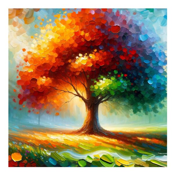 Tablou copacul vieții colorat pe pajiște