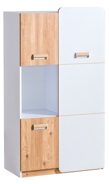 Bibliotecă joasă pentru camera copiilor Lorento L5, alb/stejar nash (80 cm)