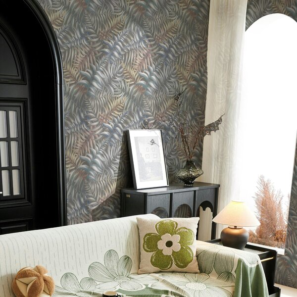 Tapet Frunze de palmier stratificate în tonuri discrete, Tapet flori, a00789 : Uwalls.ro