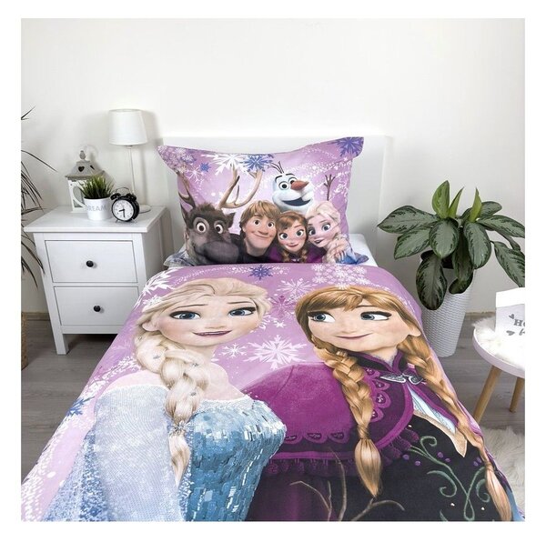 Lenjerie de pat pentru copii din bumbac pentru pat de o persoană 140x200 cm Frozen – Jerry Fabrics