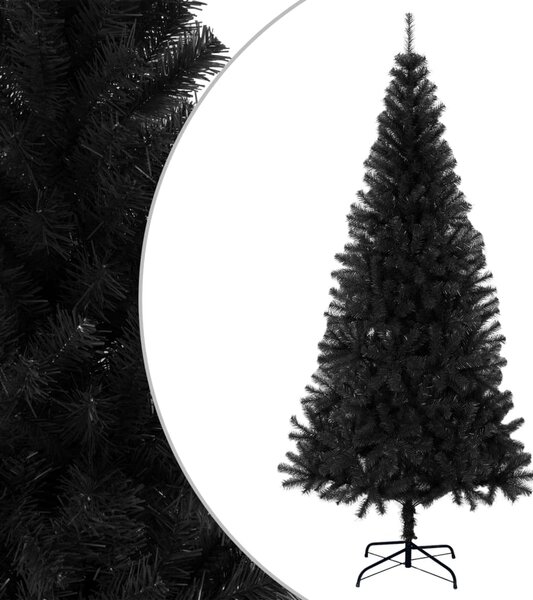 Pom de Crăciun artificial cu suport, negru, 210 cm, PVC